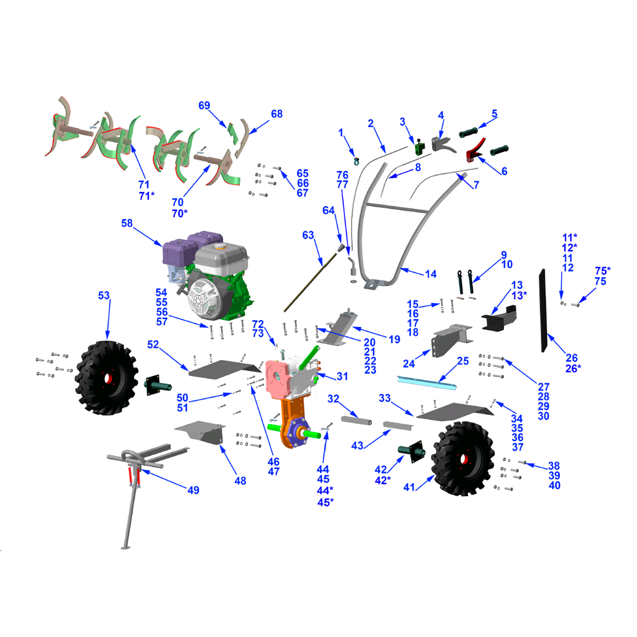 Мотоблок бензиновый с ВОМ МТШ-500