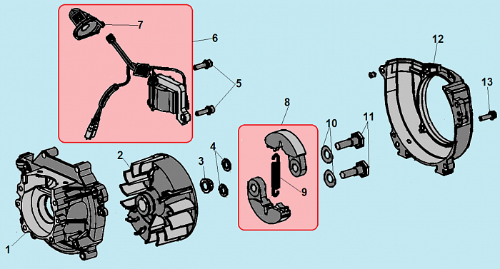 3 СЦЕПЛЕНИЕ - МАХОВИК - МАГНЕТО ТРИММЕР CHAMPION Т523-2
