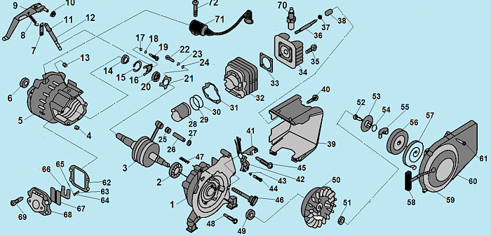 3 ПОРШЕНЬ - ЦИЛИНДР - КАРТЕР - КОЛЕНВАЛ - САЛЬНИК - СТАРТЕР - МАГНЕТО - СВЕЧА ГЕНЕРАТОР CHAMPION IGG950