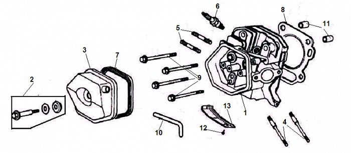 2 ДЕТАЛИ ДВИГАТЕЛЯ - БЛОК - СВЕЧА - ГОЛОВКА - КЛАПАНА - ПРОКЛАДКИ ГЕНЕРАТОР CHAMPION LPG6500E