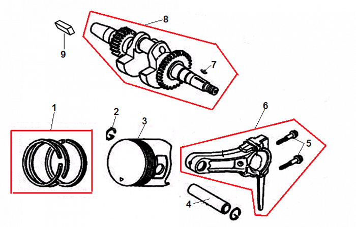 4 ПОРШЕНЬ -ЦИЛИНДР -КОЛЕНВАЛ- КОЛЬЦА ВИБРОПЛИТА  CHAMPION PC5431F