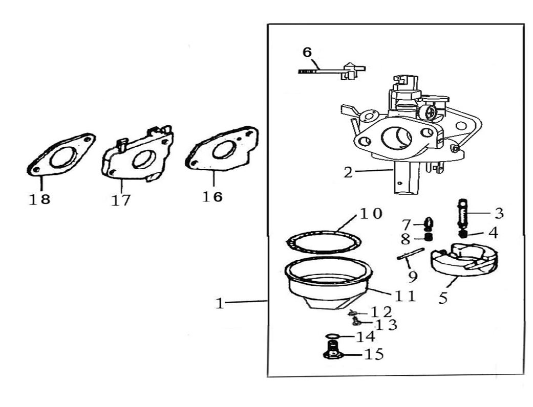 ЗАПЧАСТИ ДЛЯ МОТОПОМПЫ БЕНЗИНОВОЙ ELITECH МБ 1600 Д 10 (КАРБЮРАТОР)