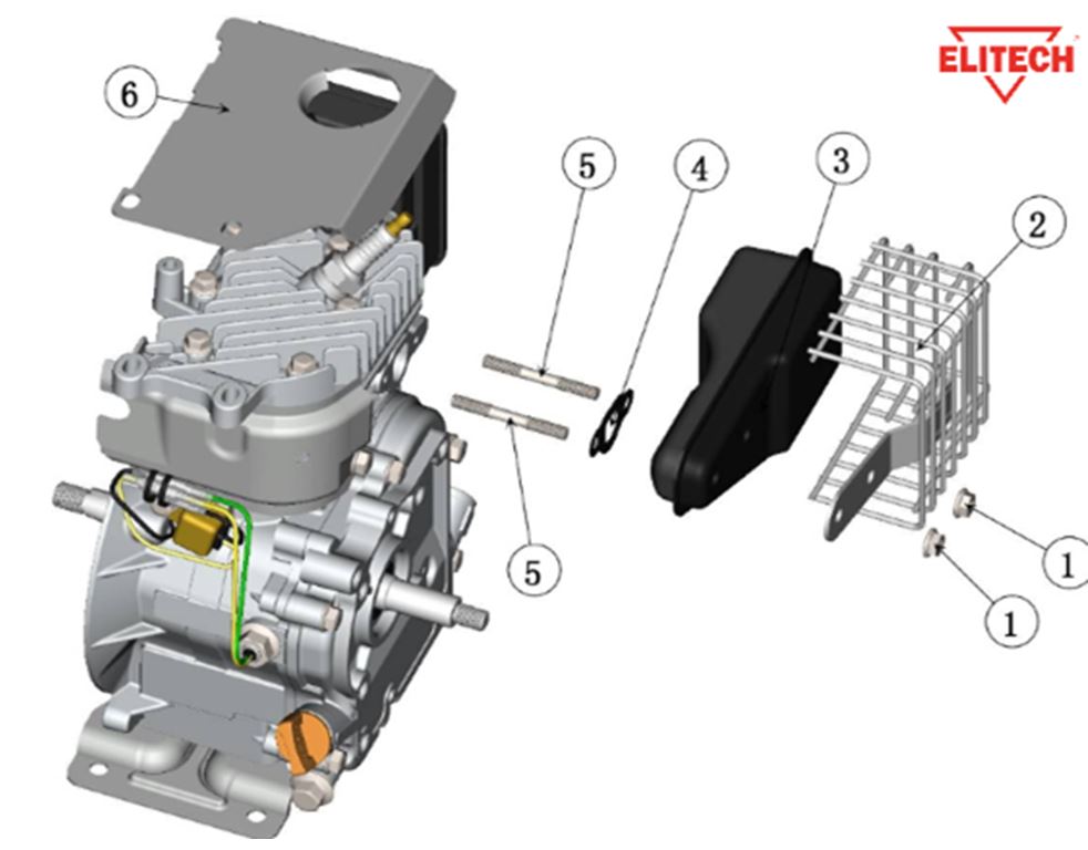 ЗАПЧАСТИ ДЛЯ МОТОПОМПЫ БЕНЗИНОВОЙ ELITECH МБ 210 Д 40 (ГЛУШИТЕЛЬ)