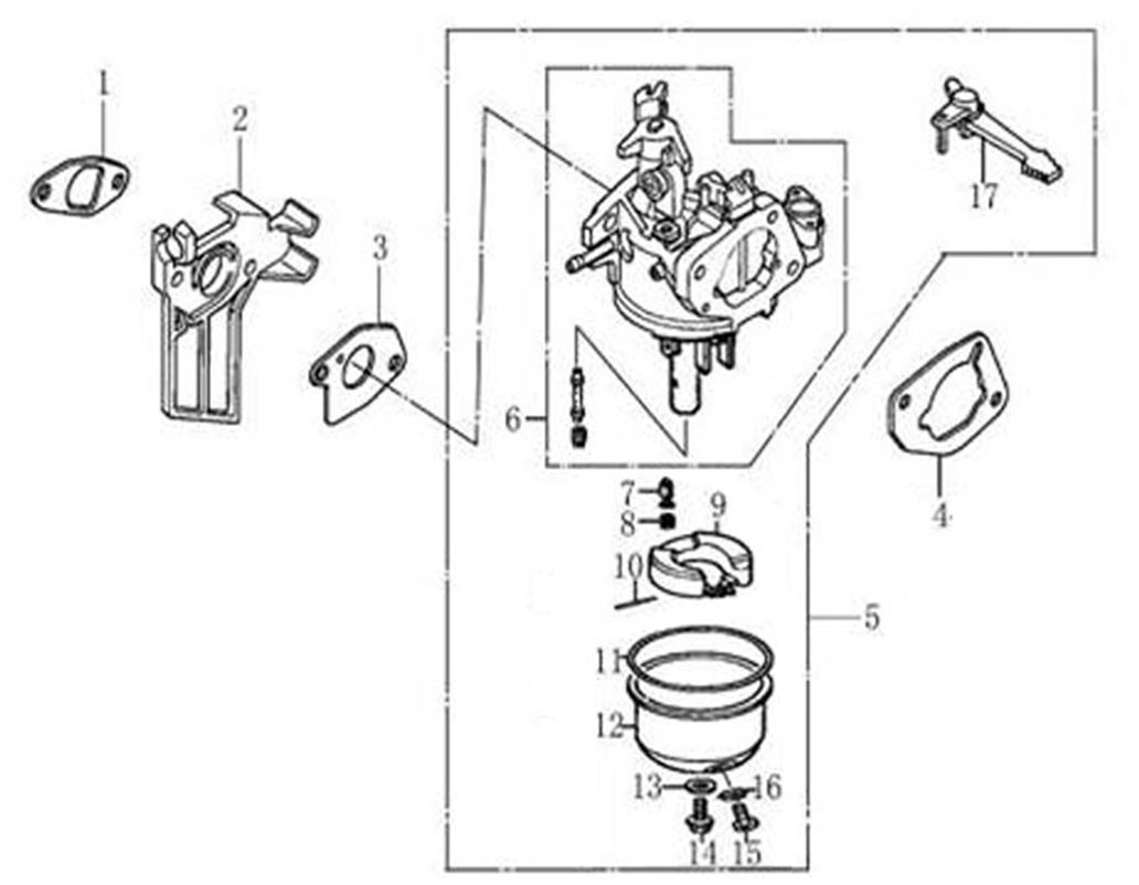 ЗАПЧАСТИ ДЛЯ МОТОПОМПЫ БЕНЗИНОВОЙ ELITECH МБ 500 Д 50 (КАРБЮРАТОР)