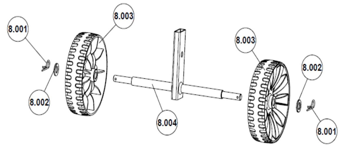 ЗАПЧАСТИ ДЛЯ КУЛЬТИВАТОРА БЕНЗИНОВОГО ELITECH КБ 4 (КОЛЕСА)