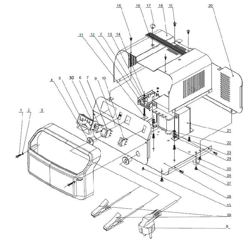 ЗАПЧАСТИ ДЛЯ ЗАРЯДНОГО УСТРОЙСТВА ЭЛЕКТРИЧЕСКОГО ELITECH УЗ 30/20