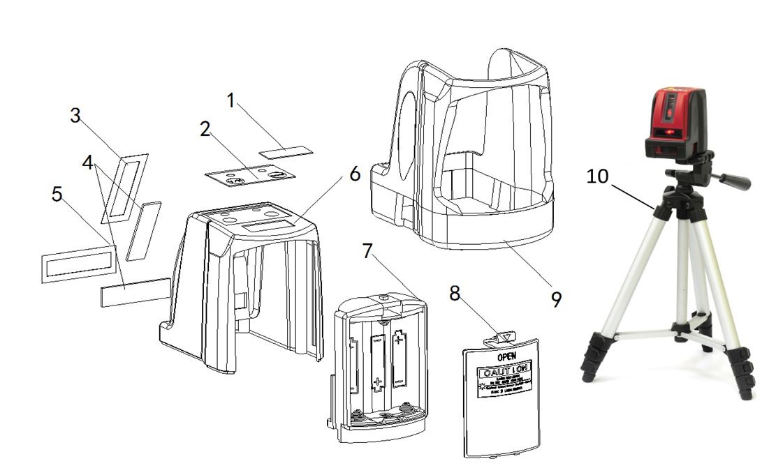 ЗАПЧАСТИ ДЛЯ НИВЕЛИРА ЛАЗЕРНОГО ELITECH ЛН 5 (КОРПУС, ШТАТИВ)