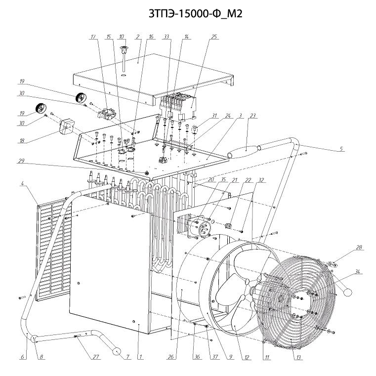Пушка тепловая, М2, 380В ЗТПЭ-15000-Ф_М2