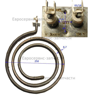 ТЭН 280 В 8/3 N 230 ТВ15ЕКТ